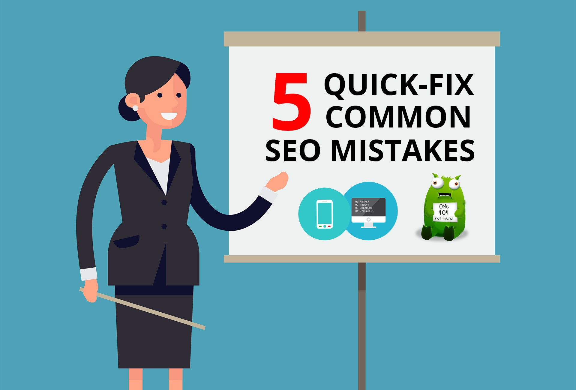 5 Quick Fix Common SEO Mistakes Infographic