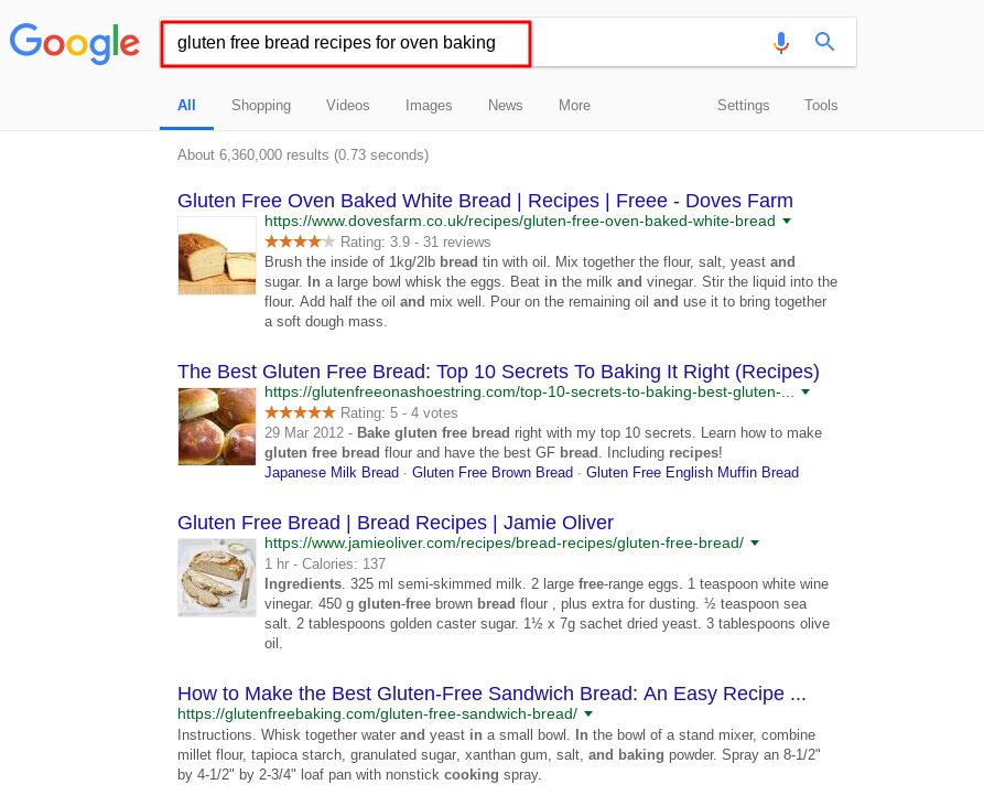 how to find niche keyword ideas and content topics with ubersuggest 12 Phrase ‘goldmine’ opportunity three - no content targeted for oven baking!