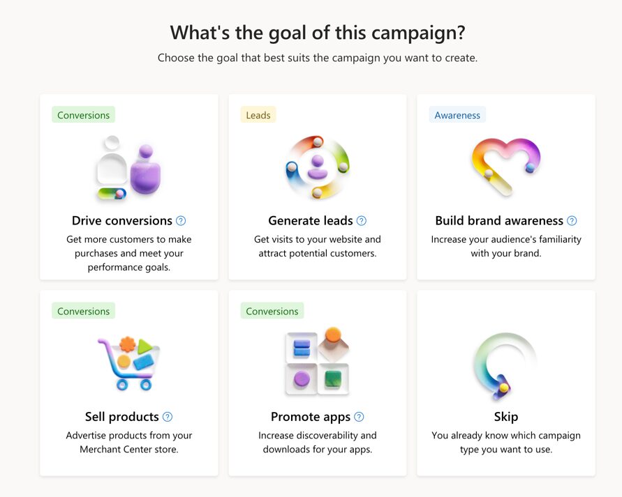 bing vs google ads – where should you spend your money? 2 Microsoft Ads screenshot. Campaign goals.