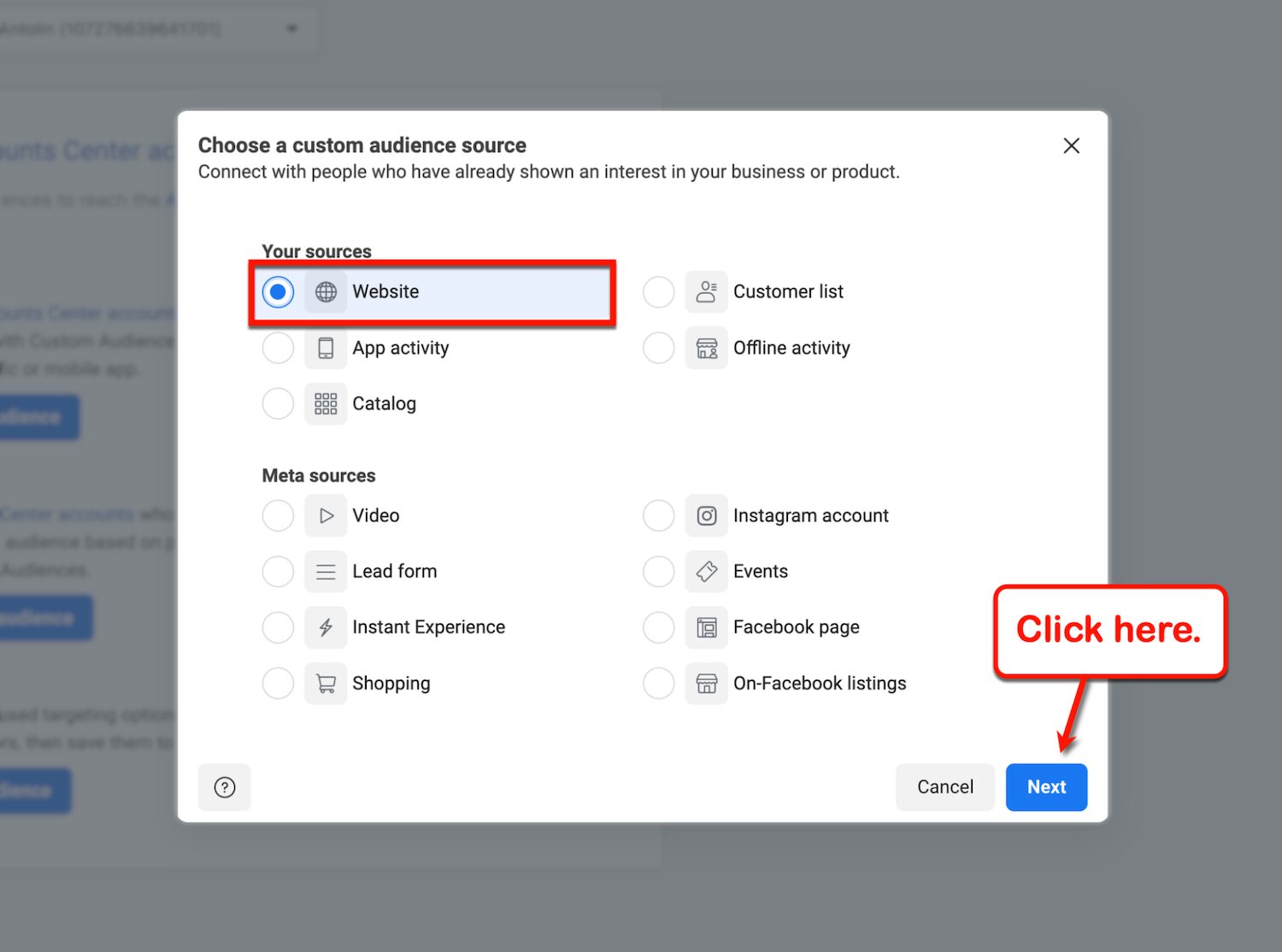 beginner's guide to retargeting ads: how do they work? 19 Creating a custom audience in Meta Business Suite