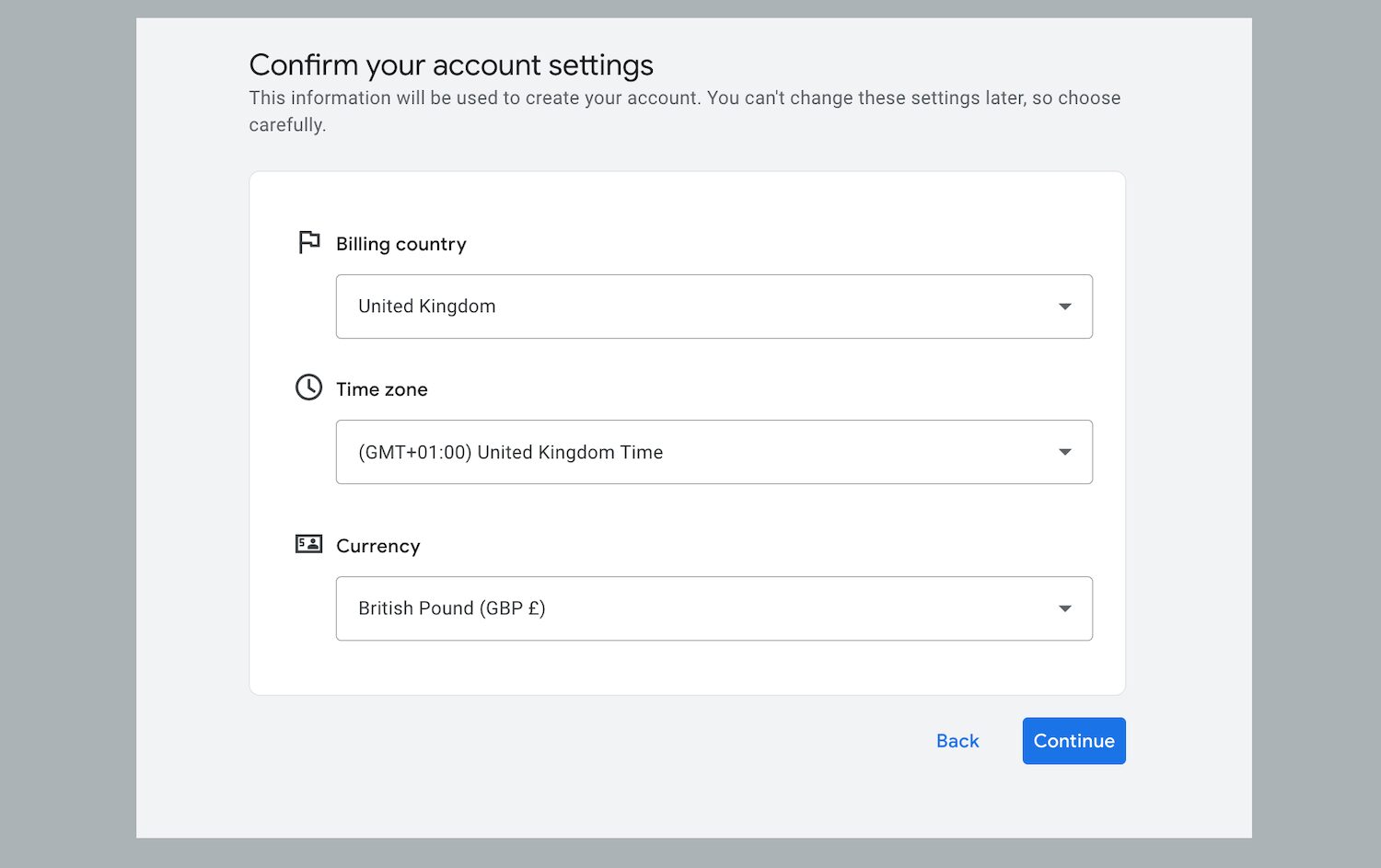 beginner's guide to retargeting ads: how do they work? 1 First step to creating a Google Ads account: Confirming your account settings.